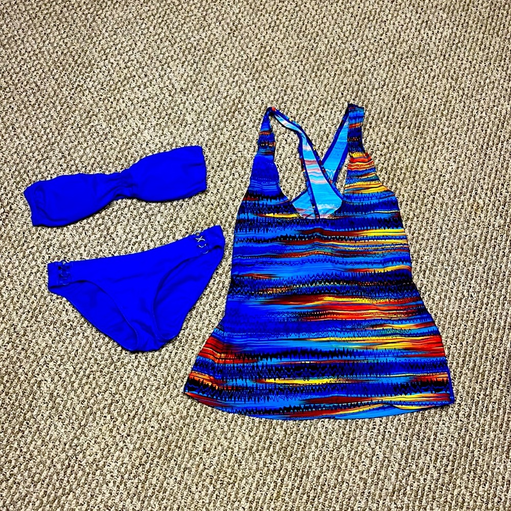 Bathing suit top, cover up, and bottoms